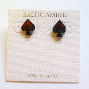 Baltic Amber Cherry Spades Stud Earrings